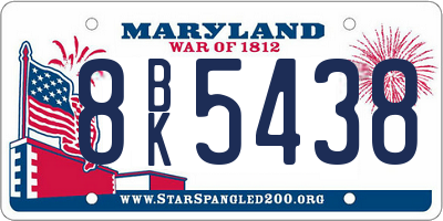 MD license plate 8BK5438