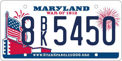 MD license plate 8BK5450