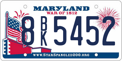 MD license plate 8BK5452