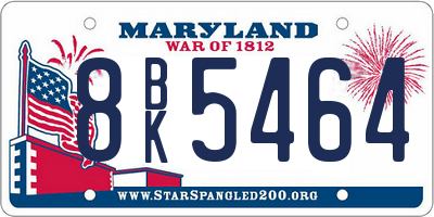 MD license plate 8BK5464