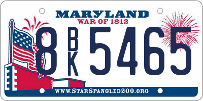 MD license plate 8BK5465