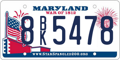 MD license plate 8BK5478