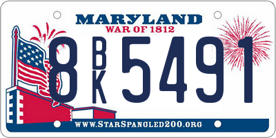 MD license plate 8BK5491