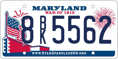 MD license plate 8BK5562