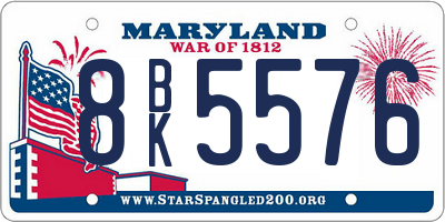 MD license plate 8BK5576