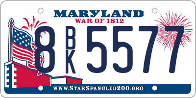 MD license plate 8BK5577