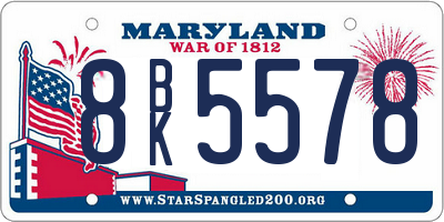 MD license plate 8BK5578
