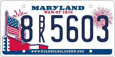MD license plate 8BK5603