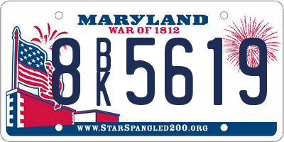 MD license plate 8BK5619