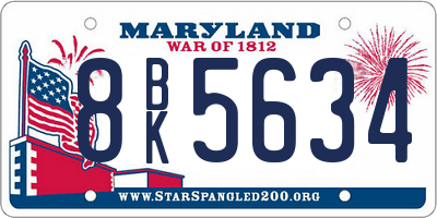 MD license plate 8BK5634