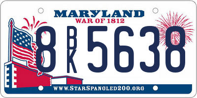 MD license plate 8BK5638