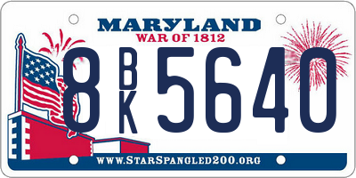 MD license plate 8BK5640