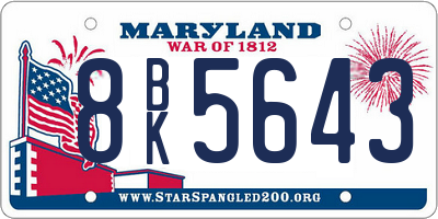 MD license plate 8BK5643