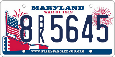 MD license plate 8BK5645