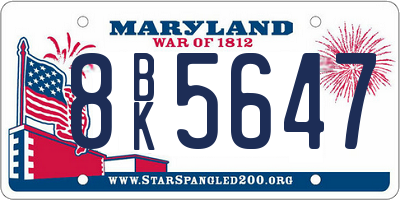 MD license plate 8BK5647
