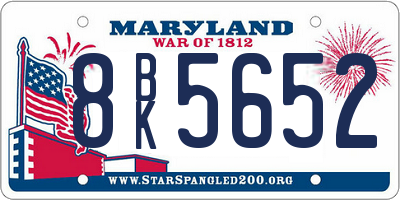 MD license plate 8BK5652