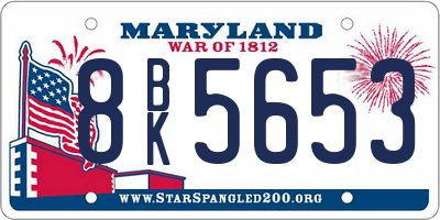MD license plate 8BK5653