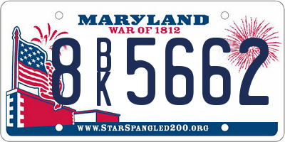 MD license plate 8BK5662