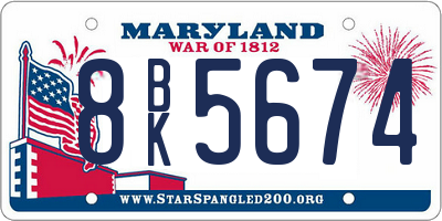 MD license plate 8BK5674