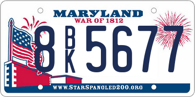 MD license plate 8BK5677