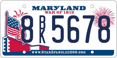 MD license plate 8BK5678
