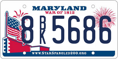MD license plate 8BK5686