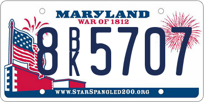 MD license plate 8BK5707