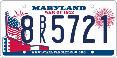MD license plate 8BK5721