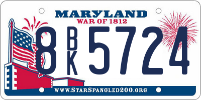 MD license plate 8BK5724