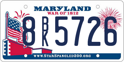 MD license plate 8BK5726