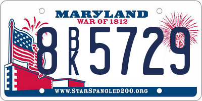 MD license plate 8BK5729