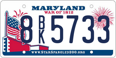 MD license plate 8BK5733