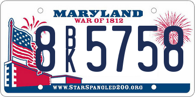 MD license plate 8BK5758