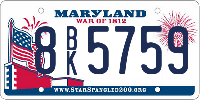 MD license plate 8BK5759