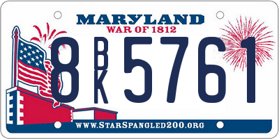 MD license plate 8BK5761
