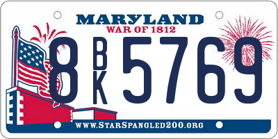 MD license plate 8BK5769