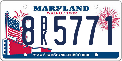 MD license plate 8BK5771