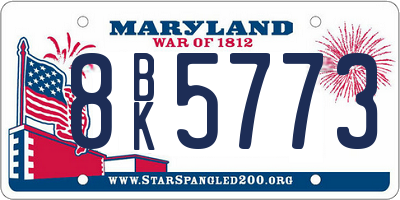 MD license plate 8BK5773