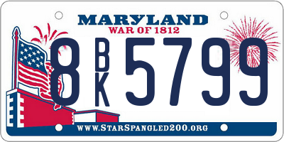 MD license plate 8BK5799