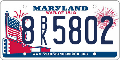MD license plate 8BK5802