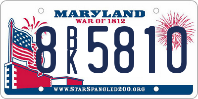 MD license plate 8BK5810