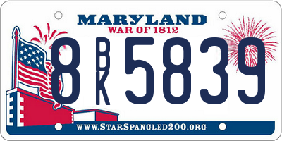 MD license plate 8BK5839