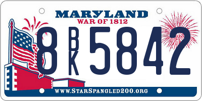 MD license plate 8BK5842
