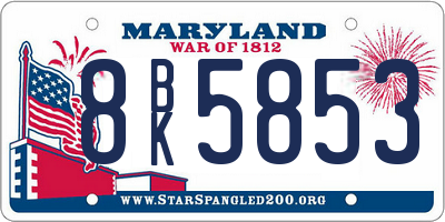 MD license plate 8BK5853