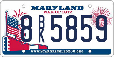 MD license plate 8BK5859