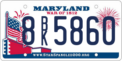 MD license plate 8BK5860