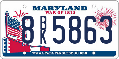 MD license plate 8BK5863