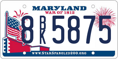 MD license plate 8BK5875