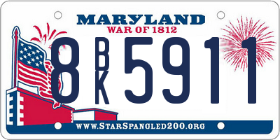 MD license plate 8BK5911