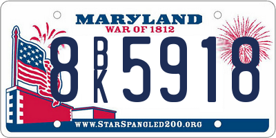 MD license plate 8BK5918